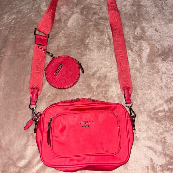 GUESS LOS ANGELES Red-Orange* CROSSBODY BAG WITH POUCH ** - Picture 1 of 5